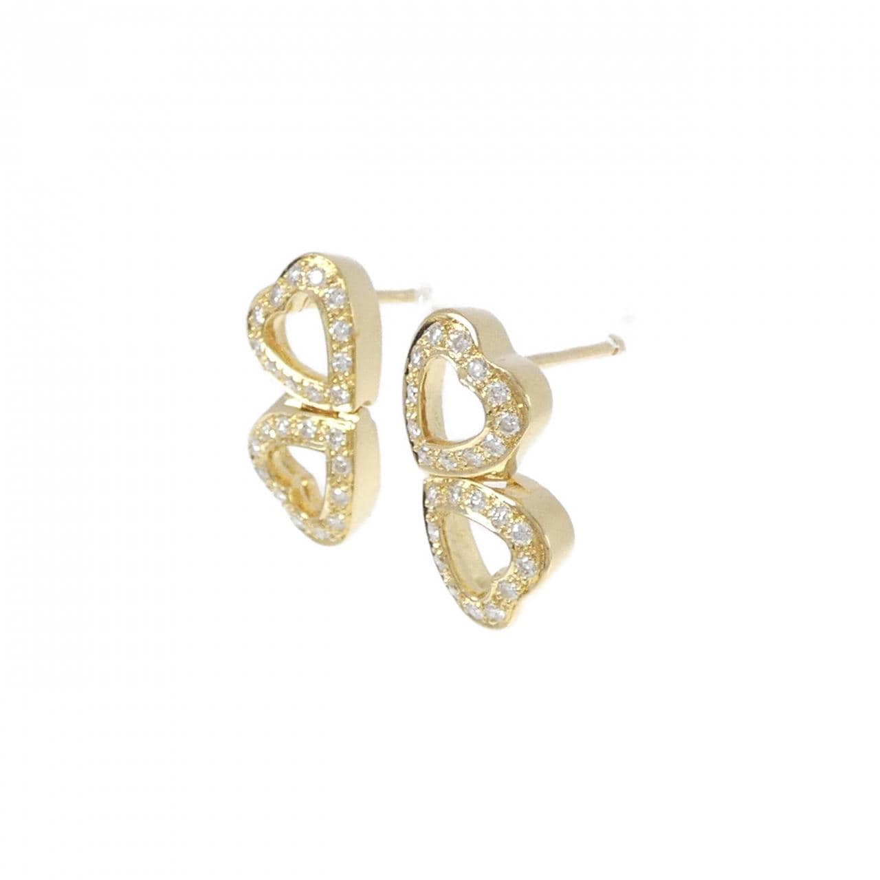 750YG/K18YG Heart Diamond Earrings