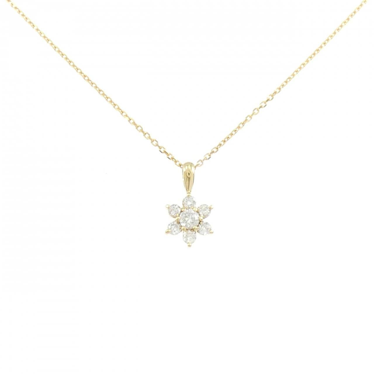 K18YG フラワー ダイヤモンド ネックレス 0.31CT