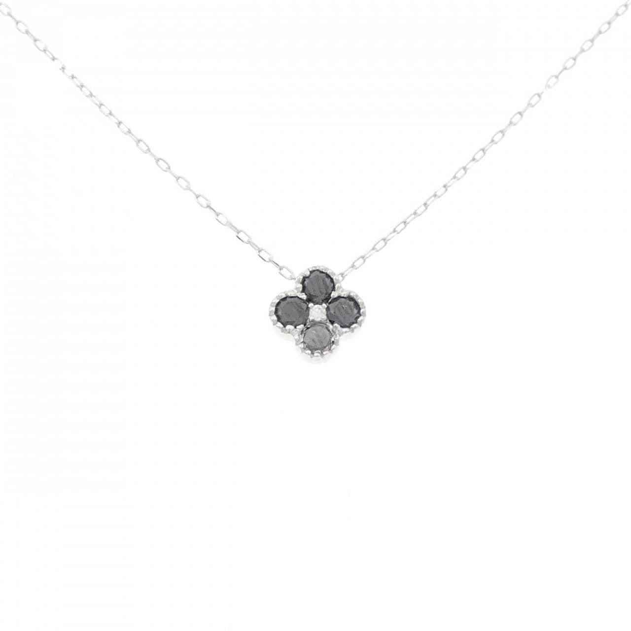 K18WG　フラワー ダイヤモンド ネックレス 0.36CT