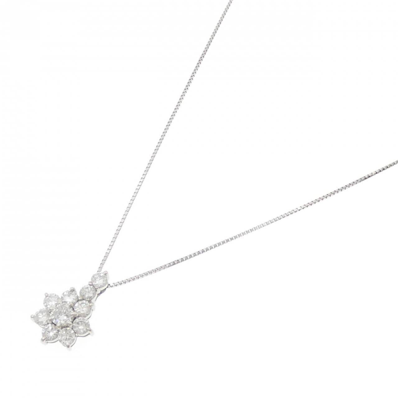 PT900/PT850 フラワー ダイヤモンド ネックレス 1.01CT