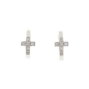 K14WG クロス ダイヤモンド ピアス 0.10CT