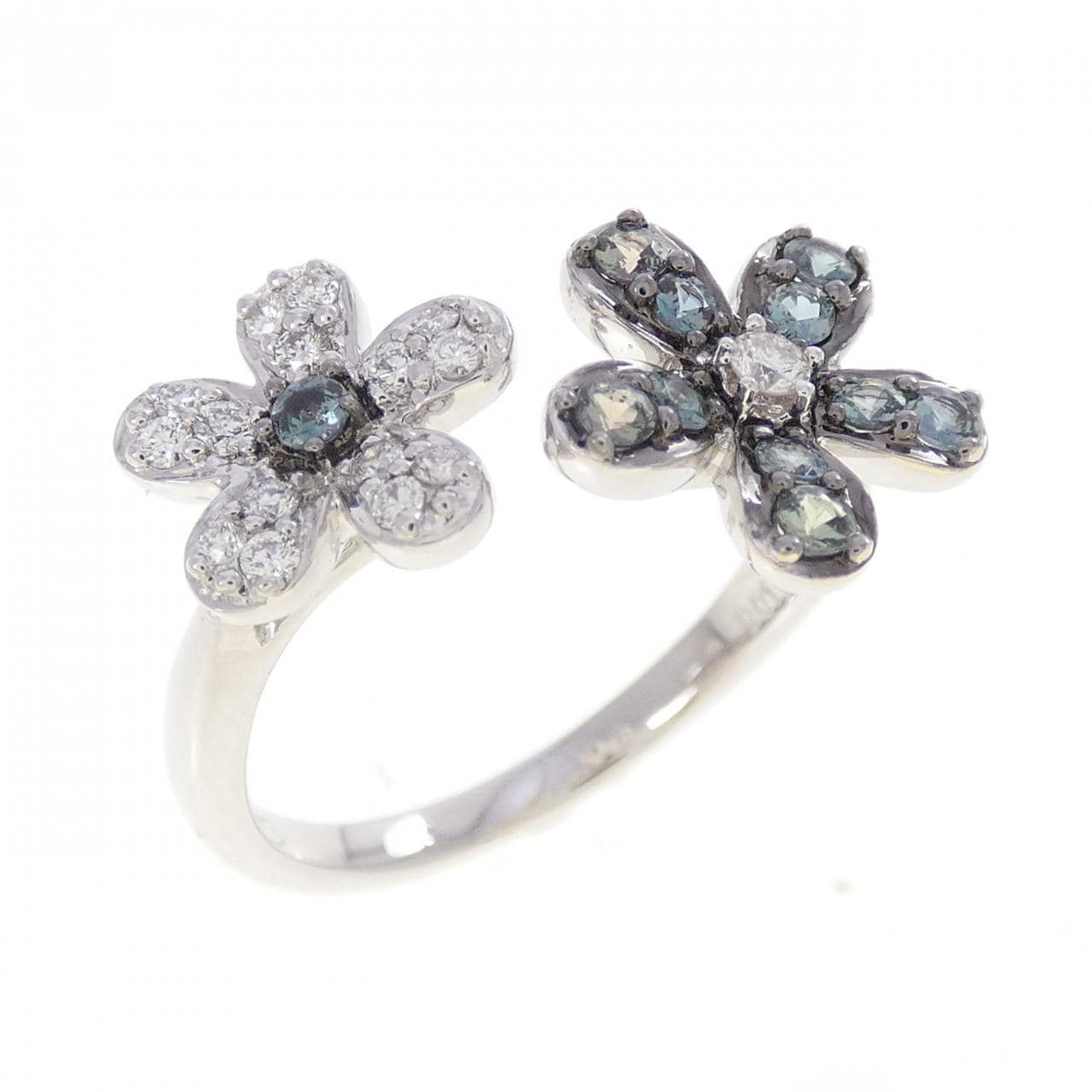 K18WG/K18BG フラワー アレキサンドライト リング 0.27CT