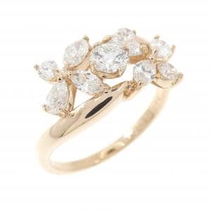 K18PG フラワー ダイヤモンド リング 0.267CT