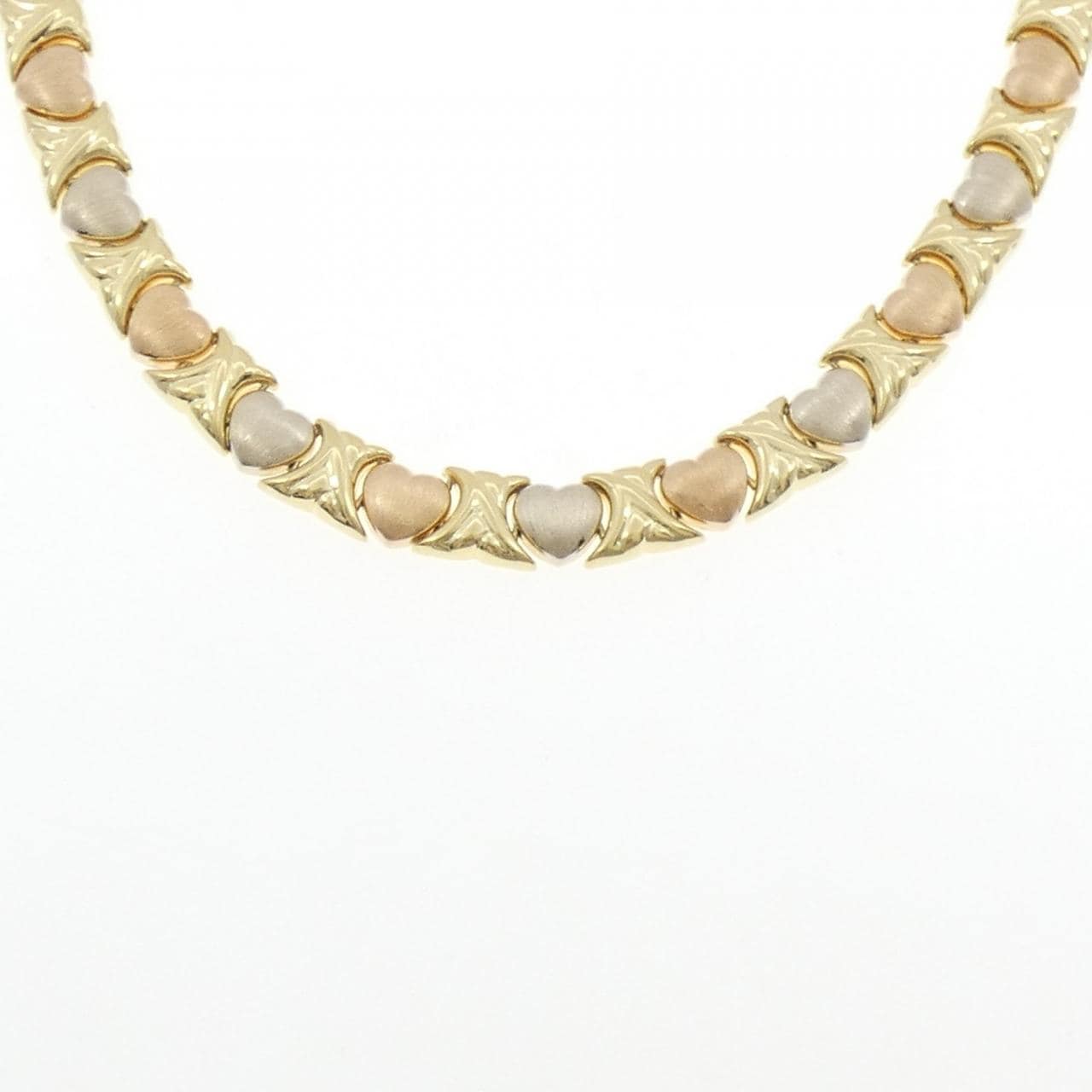 750スリーカラー ハート ネックレス