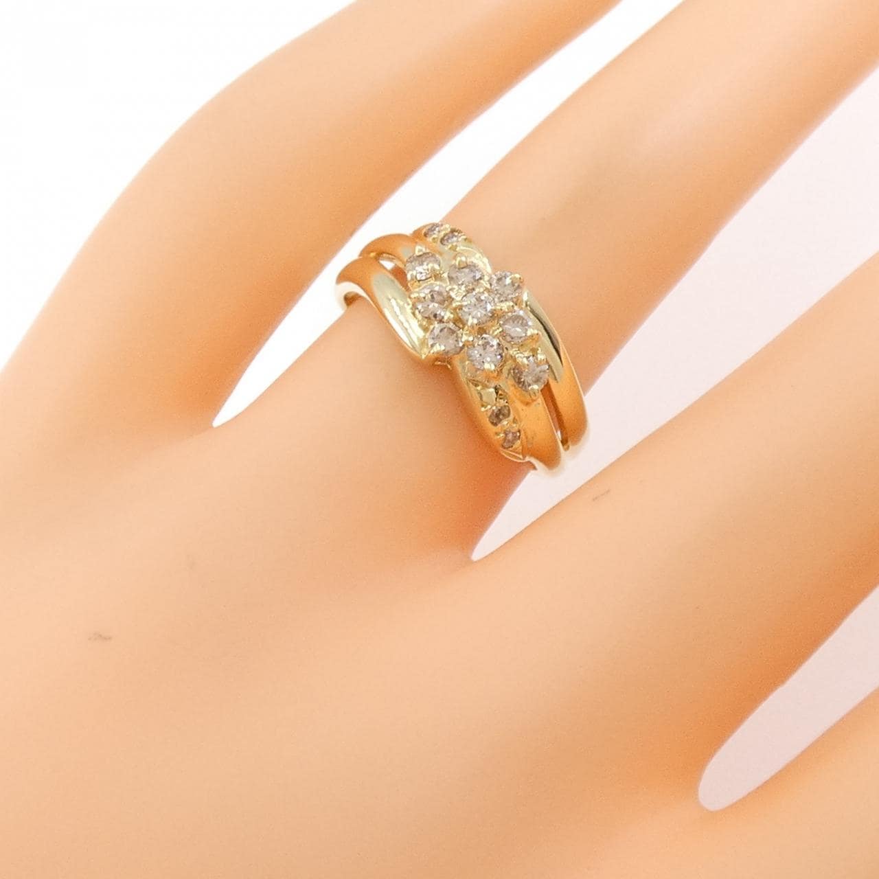 K18YG フラワー ダイヤモンド リング 0.41CT