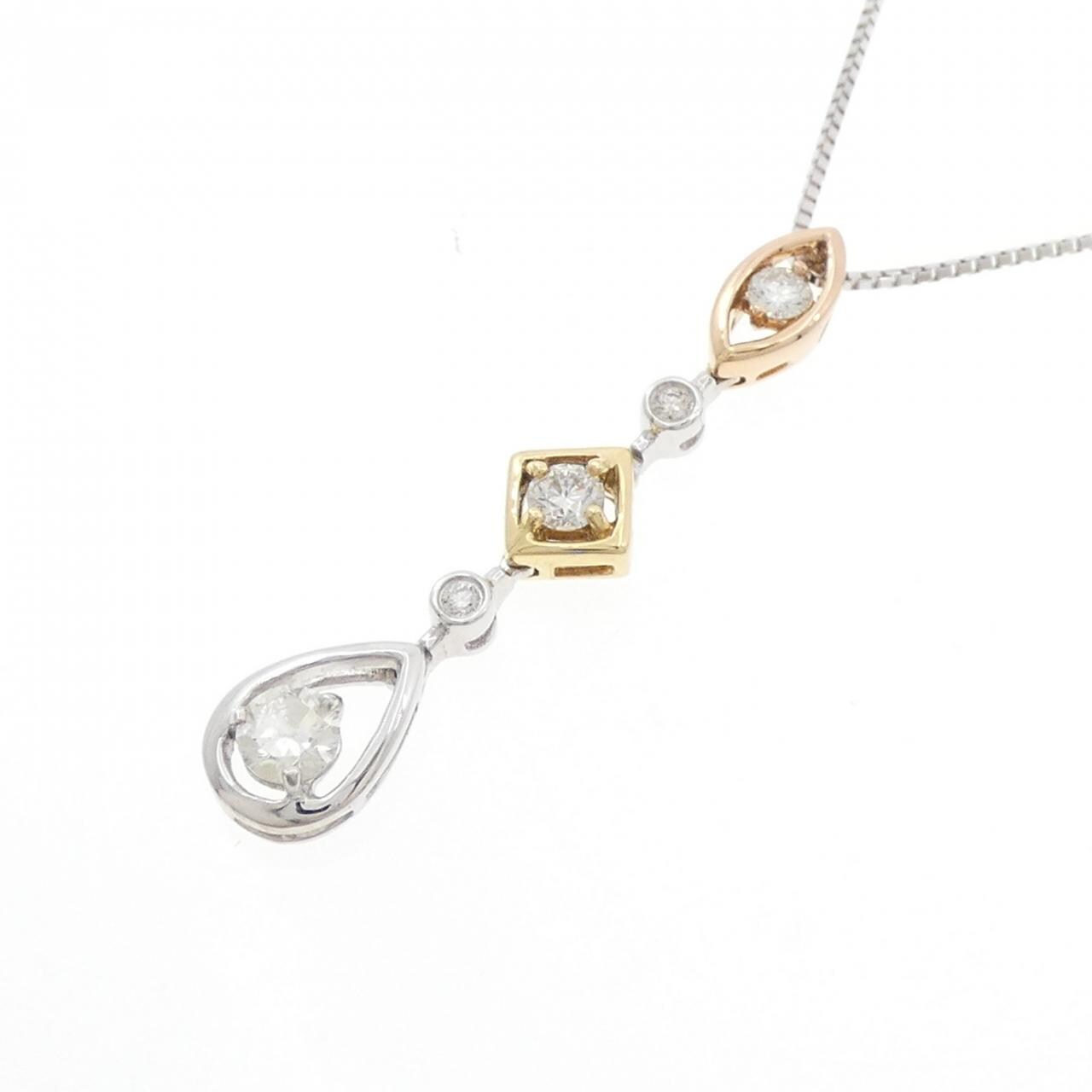 K18スリーカラー ダイヤモンド ネックレス 0.47CT