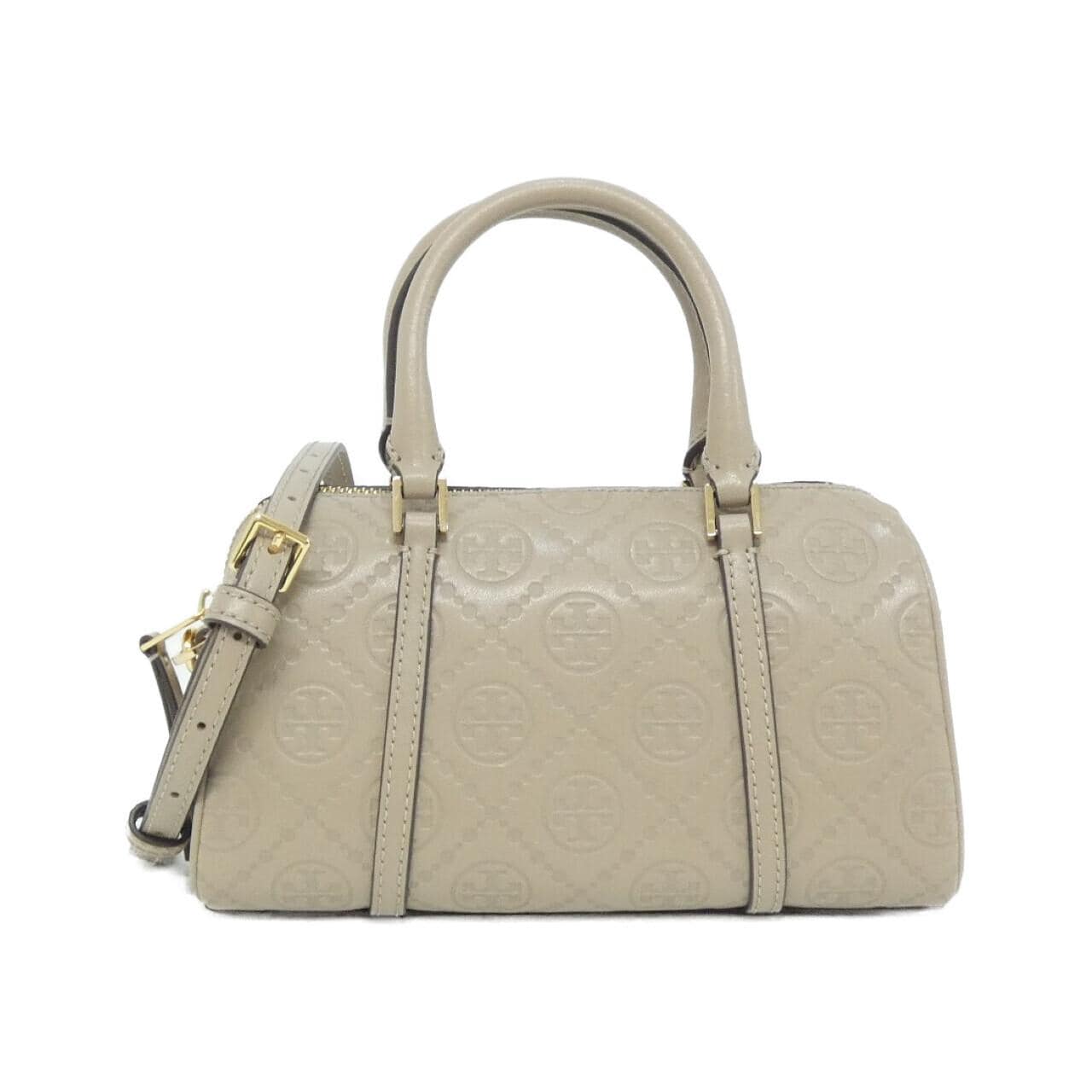 【新品】トリーバーチ T モノグラム レザー ミニ バレル バッグ 164873 ボストンバッグ