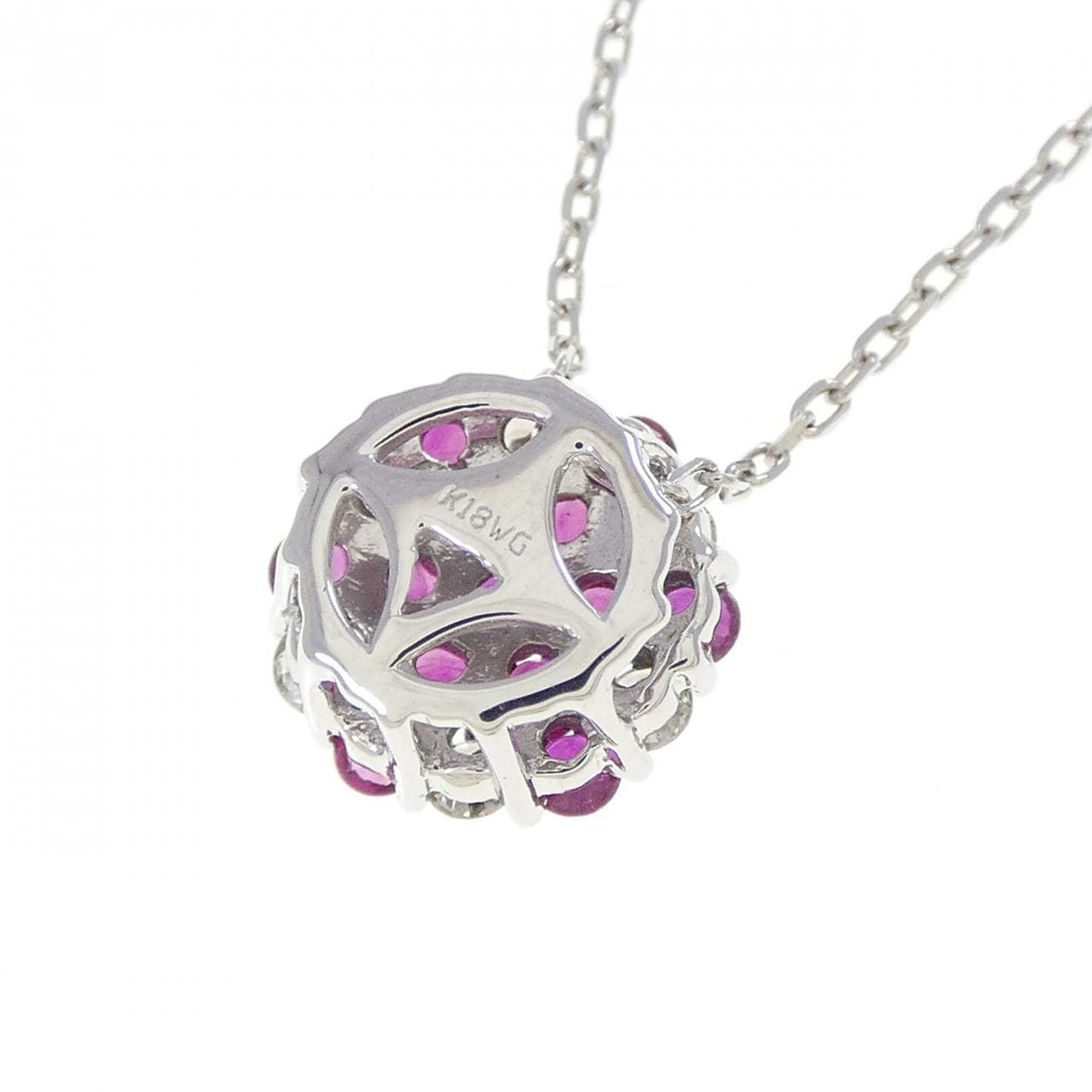 K18WG/750WG ルビー ネックレス
