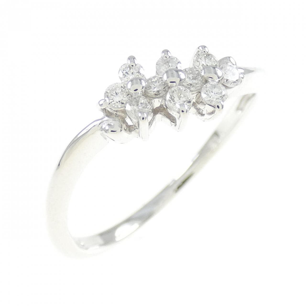 K18WG フラワー ダイヤモンド リング 0.16CT