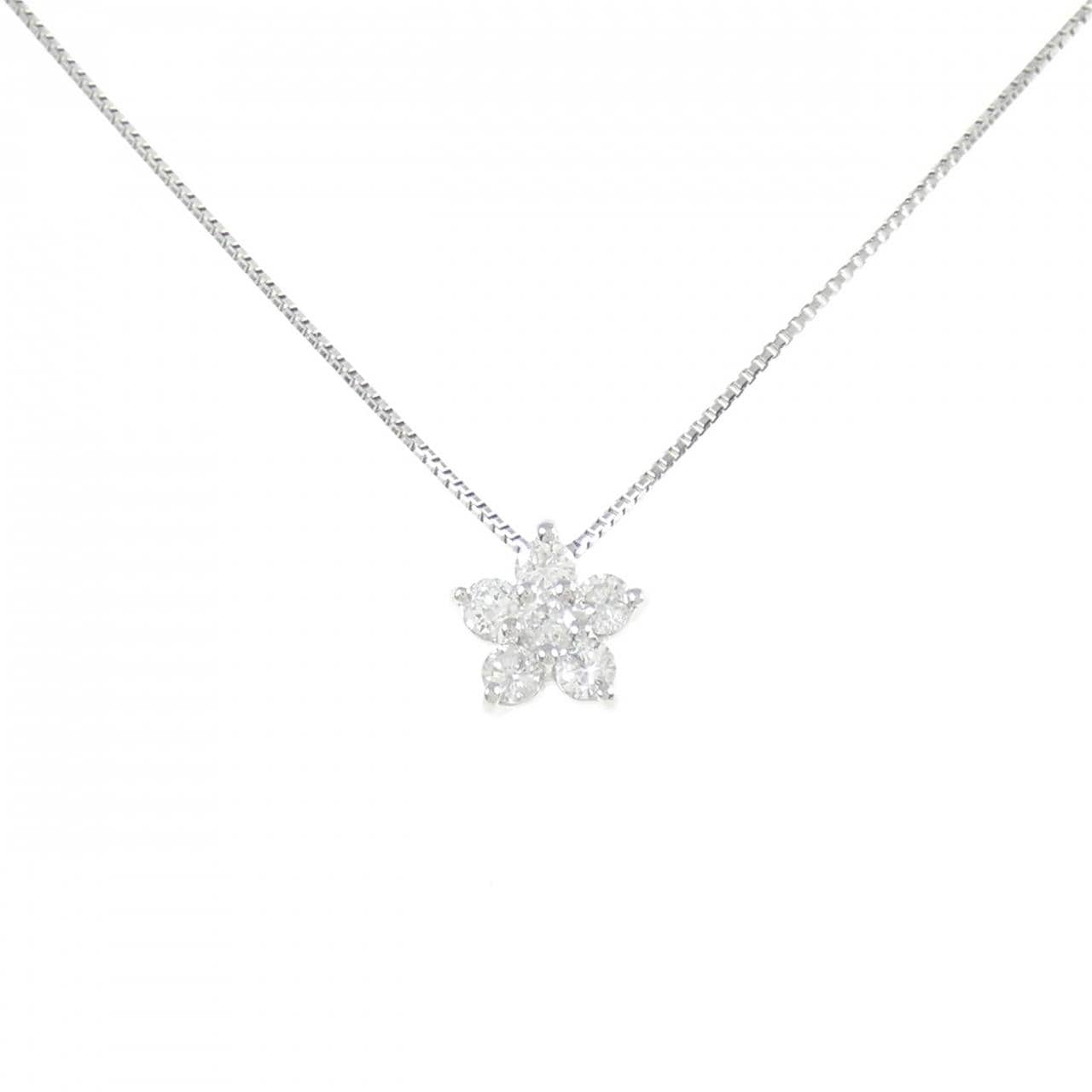 PT900/PT850 フラワー ダイヤモンド ネックレス 0.20CT