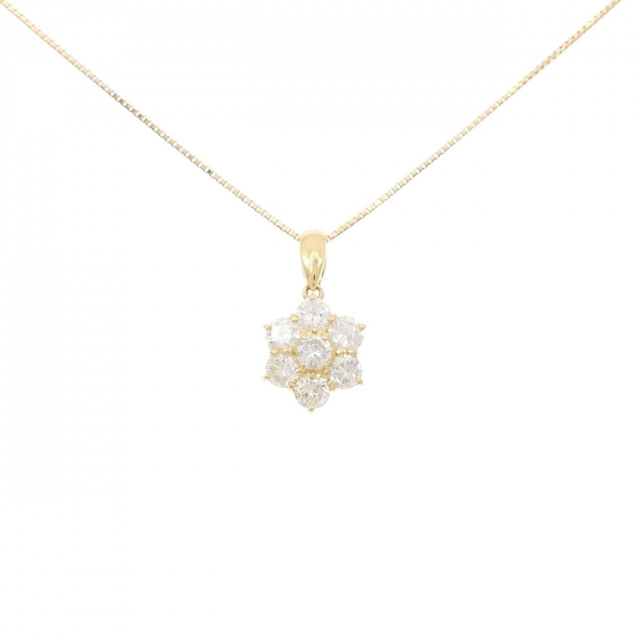 K18YG フラワー ダイヤモンド ネックレス 0.95CT