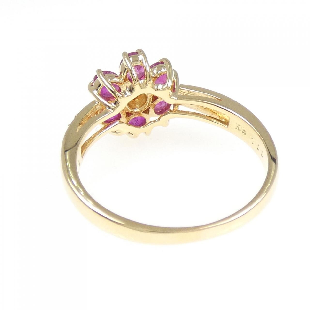 K18YG フラワー ルビー リング 1.00CT