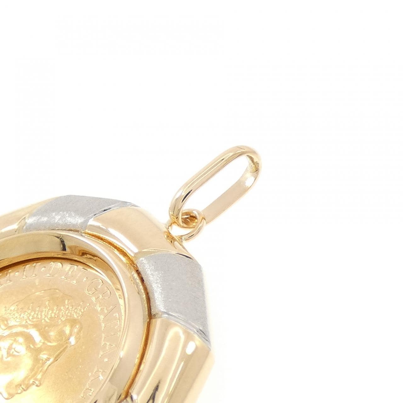 K18YG/PT(枠) コイン ペンダント