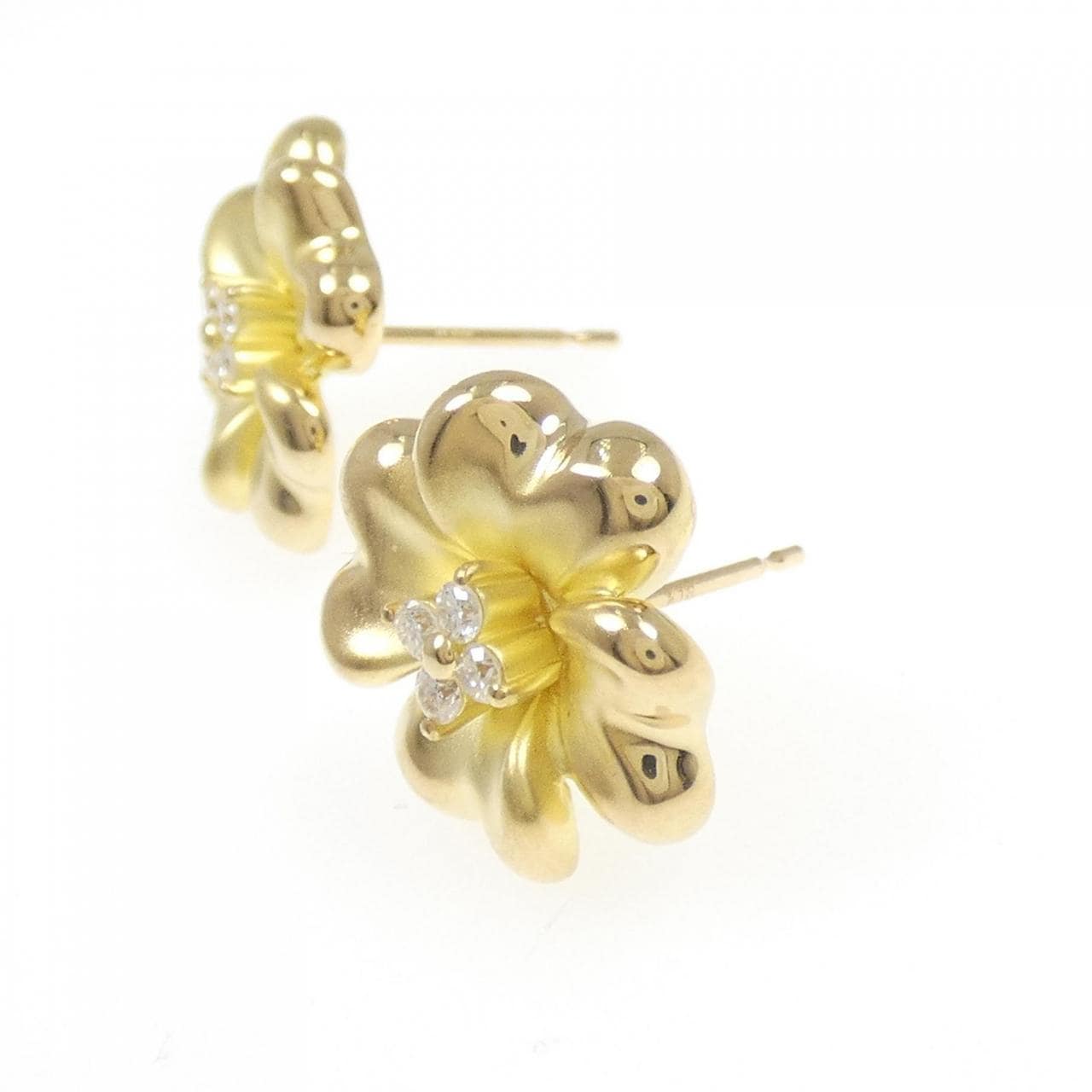 K18YG flower Diamond earrings