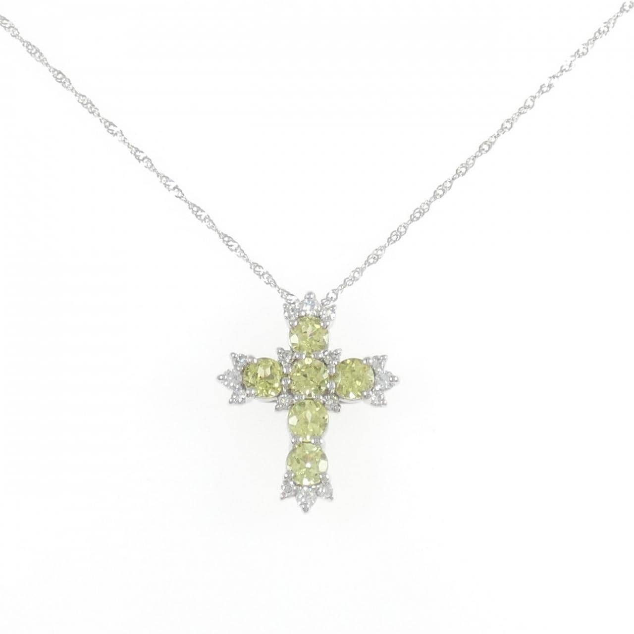 PT950 クロス グリーンガーネット ネックレス 1.20CT