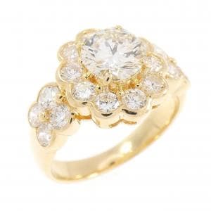 K18YG フラワー ダイヤモンド リング 0.923CT