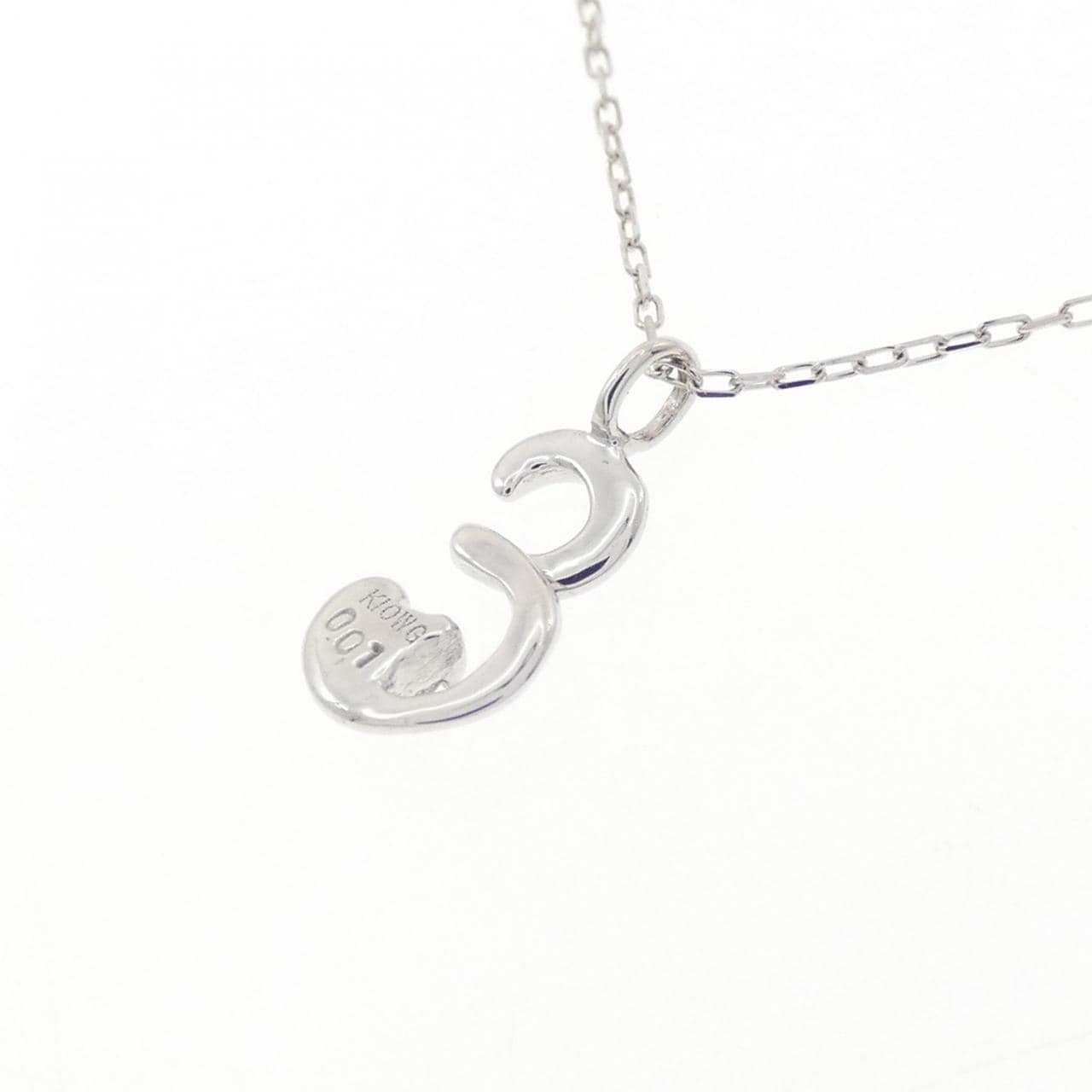 K10WG  イニシャルE ダイヤモンド ネックレス 0.01CT