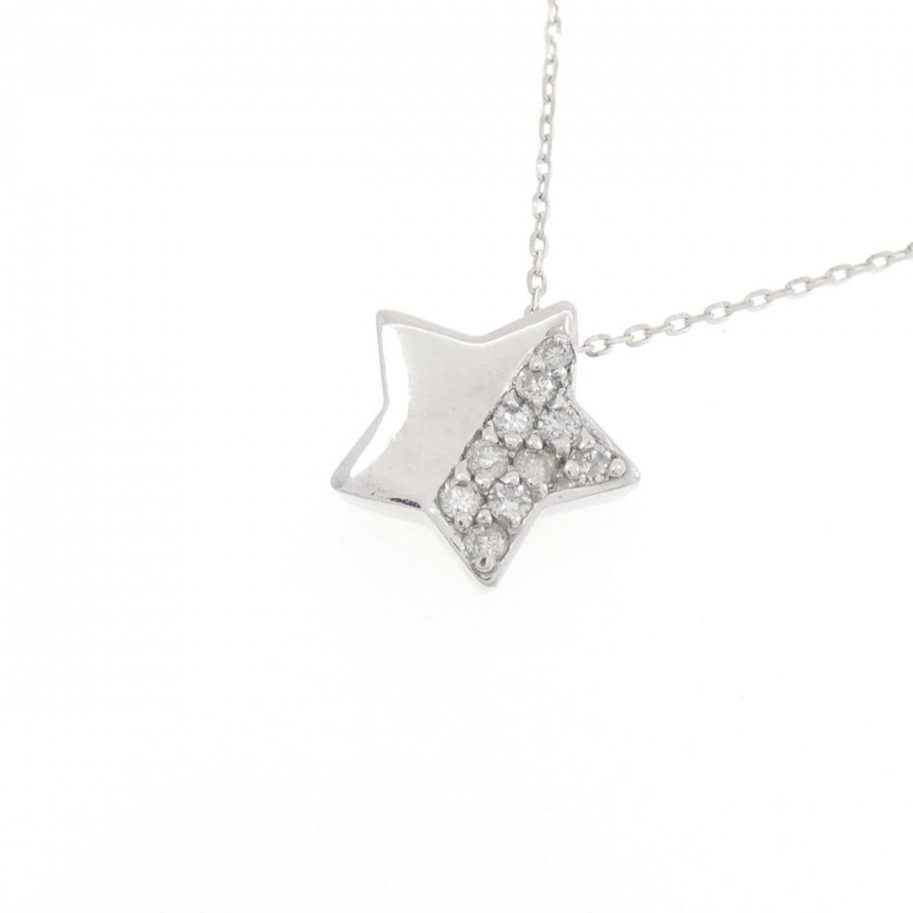 K18WG スター ダイヤモンド ネックレス 0.10CT