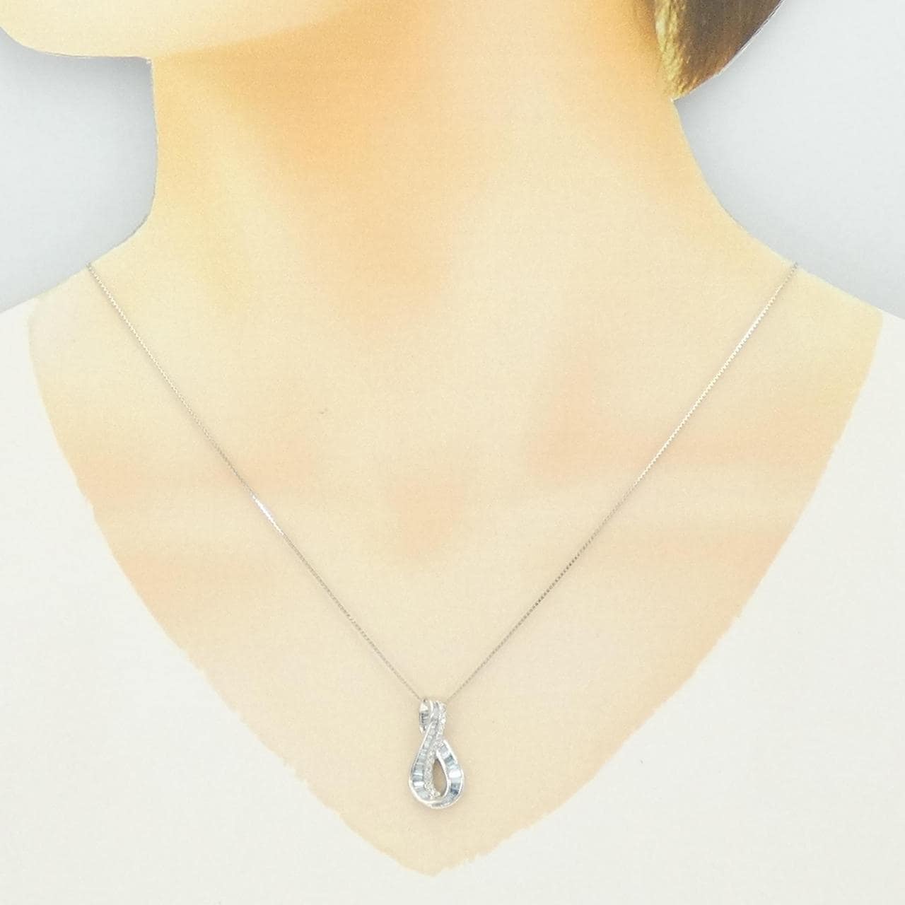 K18WG ダイヤモンド ネックレス 0.35CT