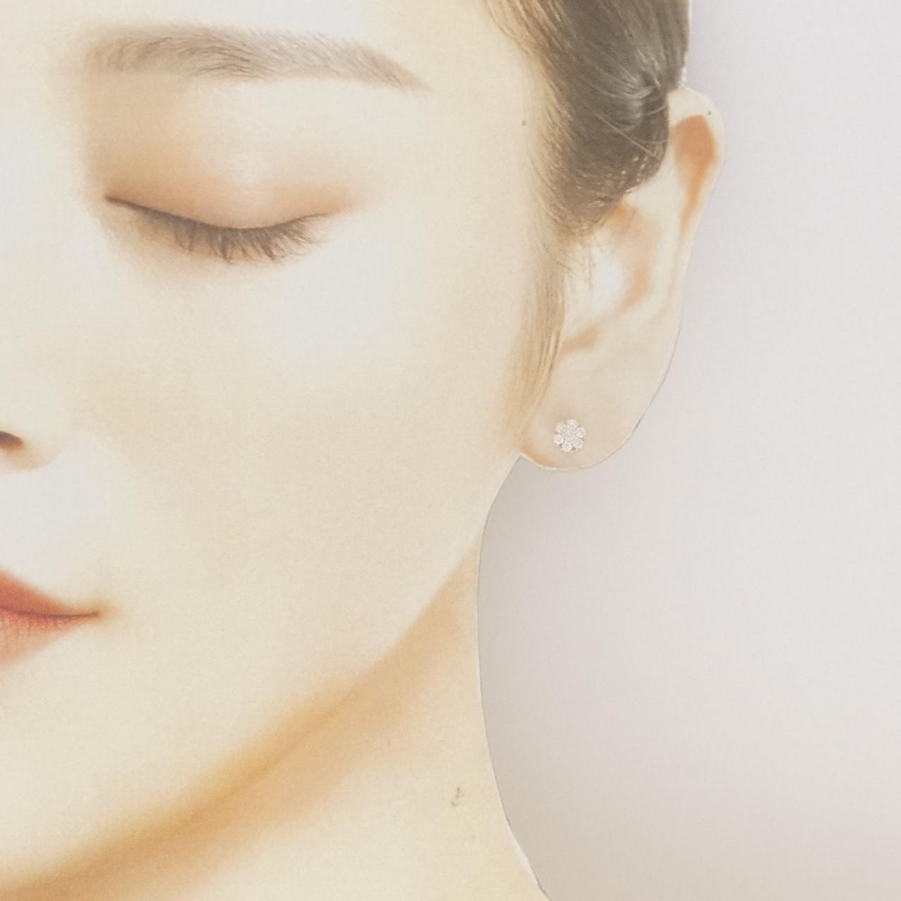 【リメイク】K10YG フラワー ダイヤモンド ピアス 0.30CT