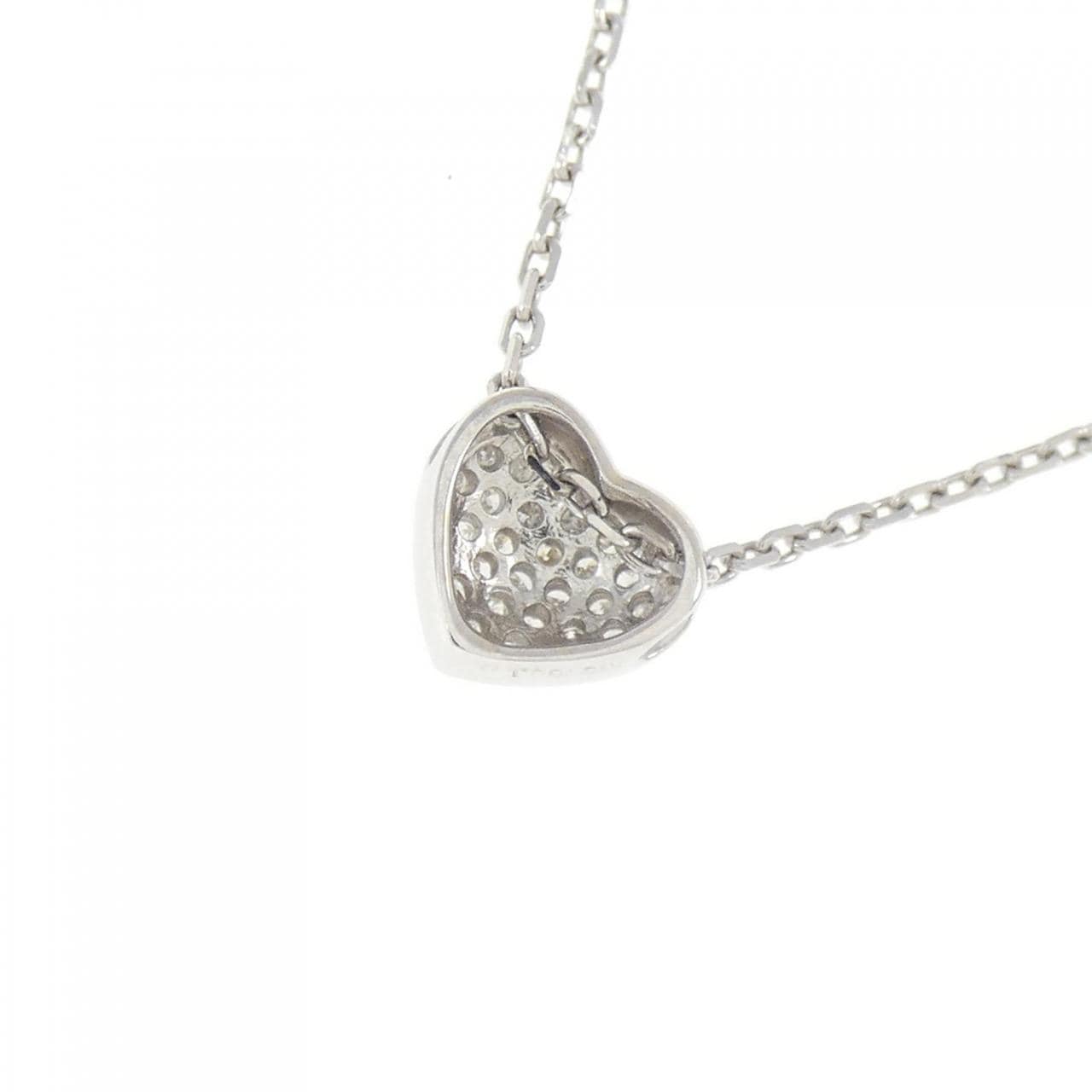 K18WG ハート パヴェ ダイヤモンド ネックレス 0.10CT