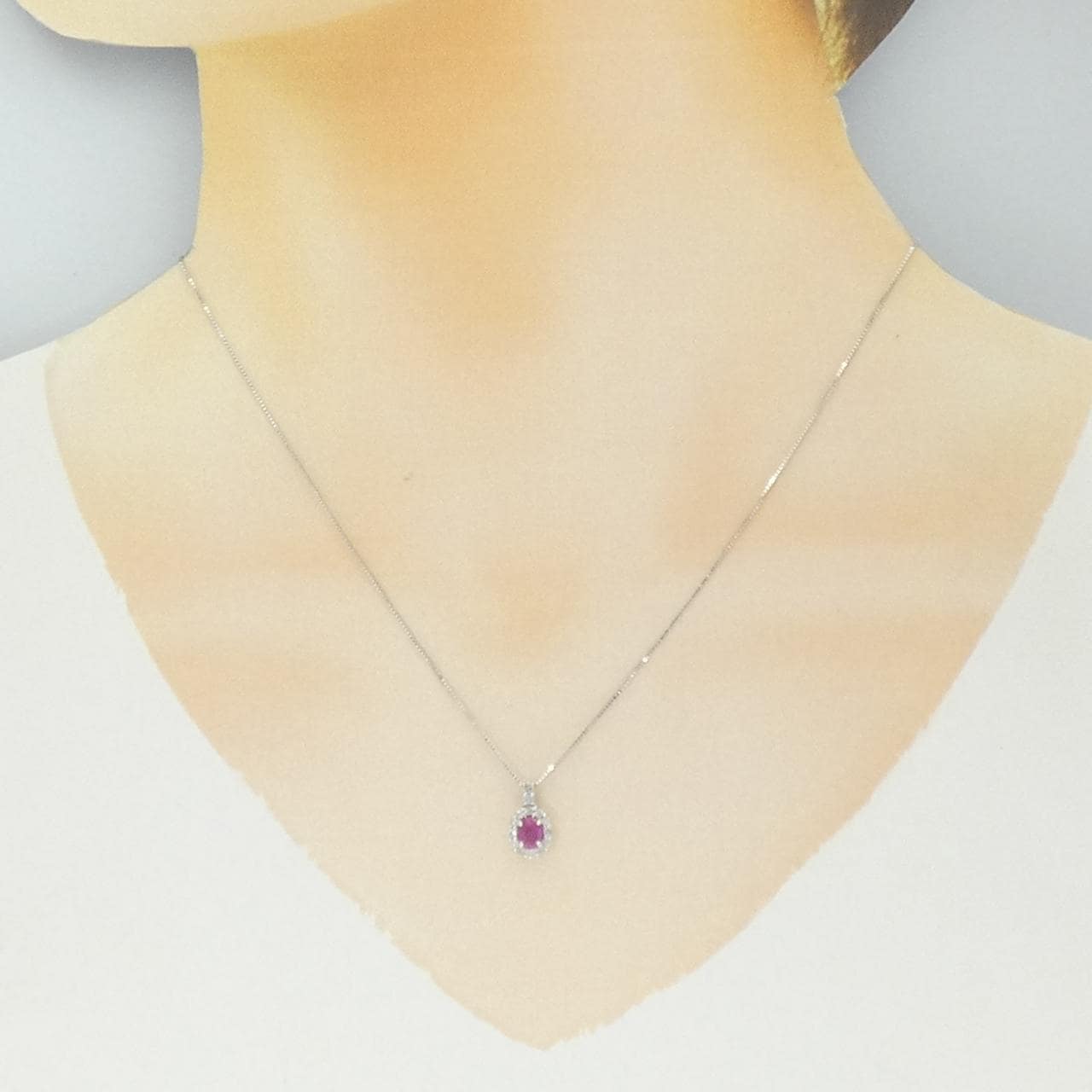 K10WG ルビー ネックレス