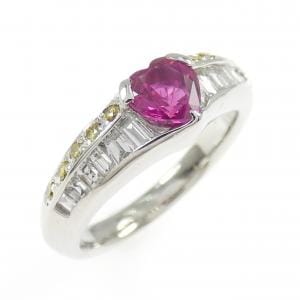 PT900 ハート ルビー リング 0.67CT