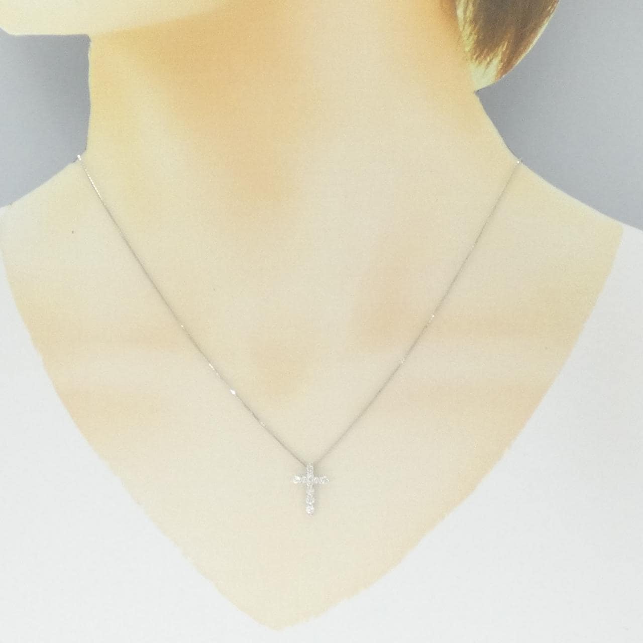 K18WG クロス ダイヤモンド ネックレス 0.30CT