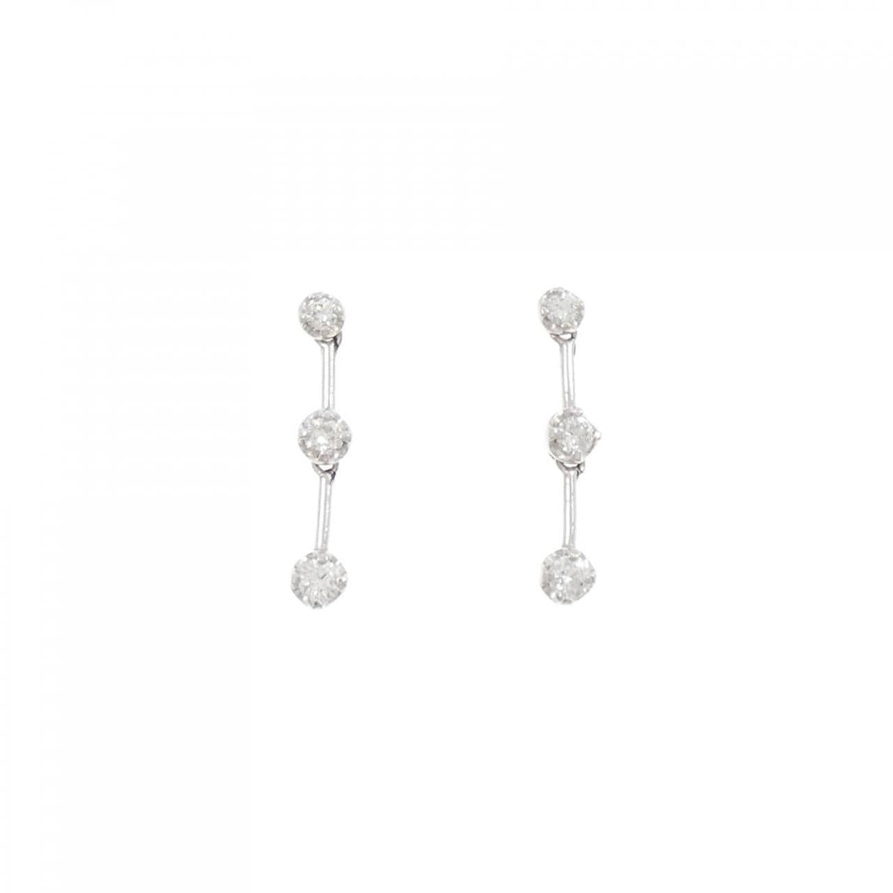 K18WG スリーストーン ダイヤモンド ピアス 0.30CT
