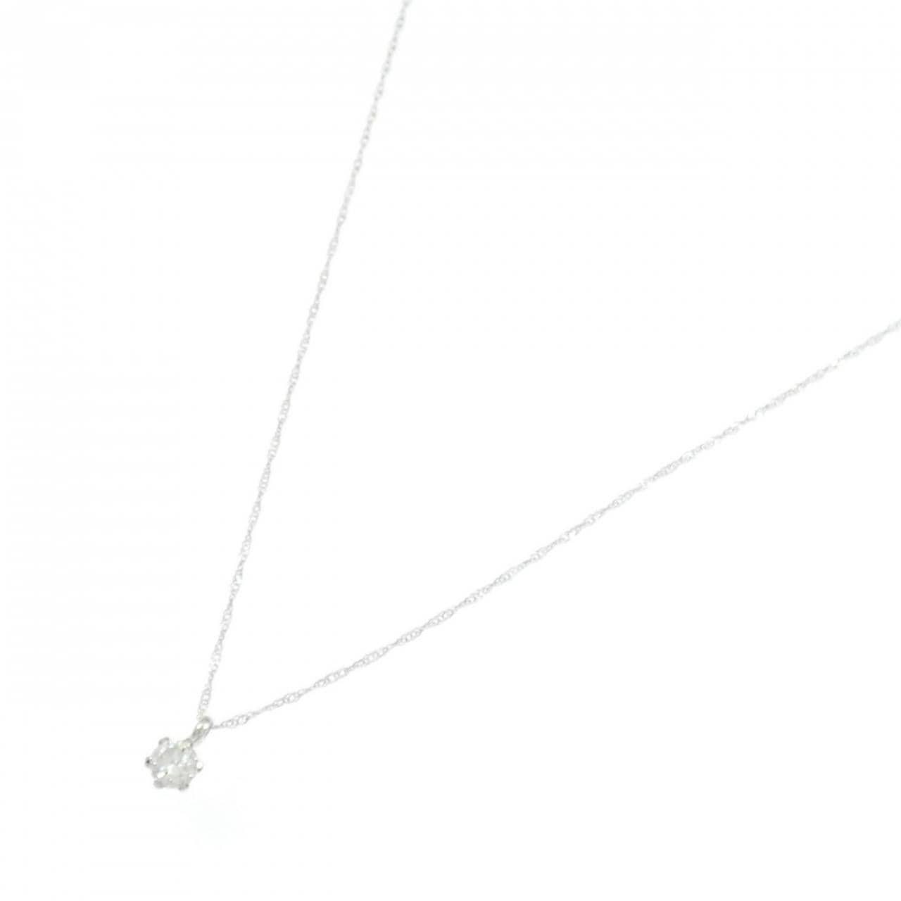 K18WG/750WG ソリティア ダイヤモンド ネックレス 0.2CT