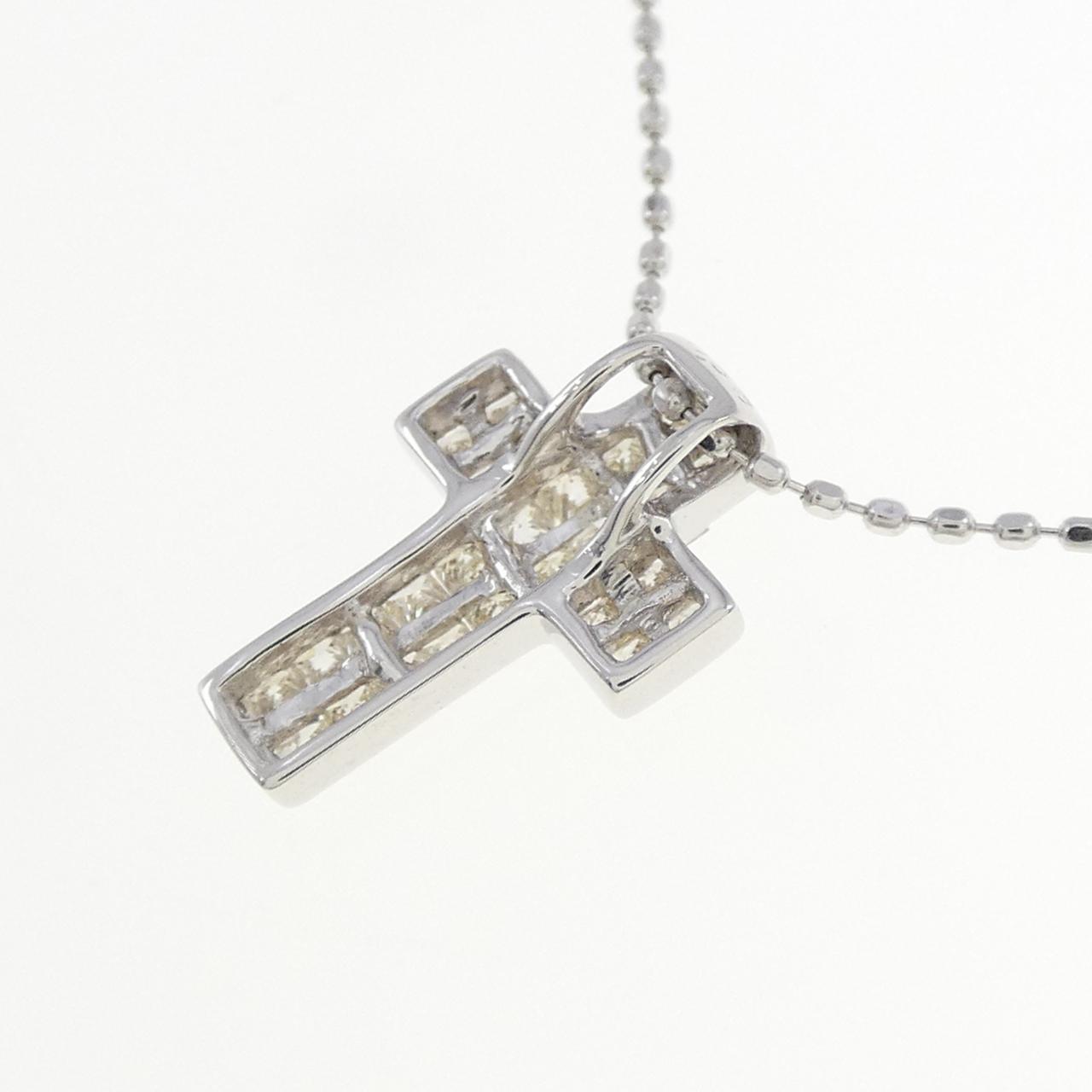 K18WG クロス ダイヤモンド ネックレス 0.50CT