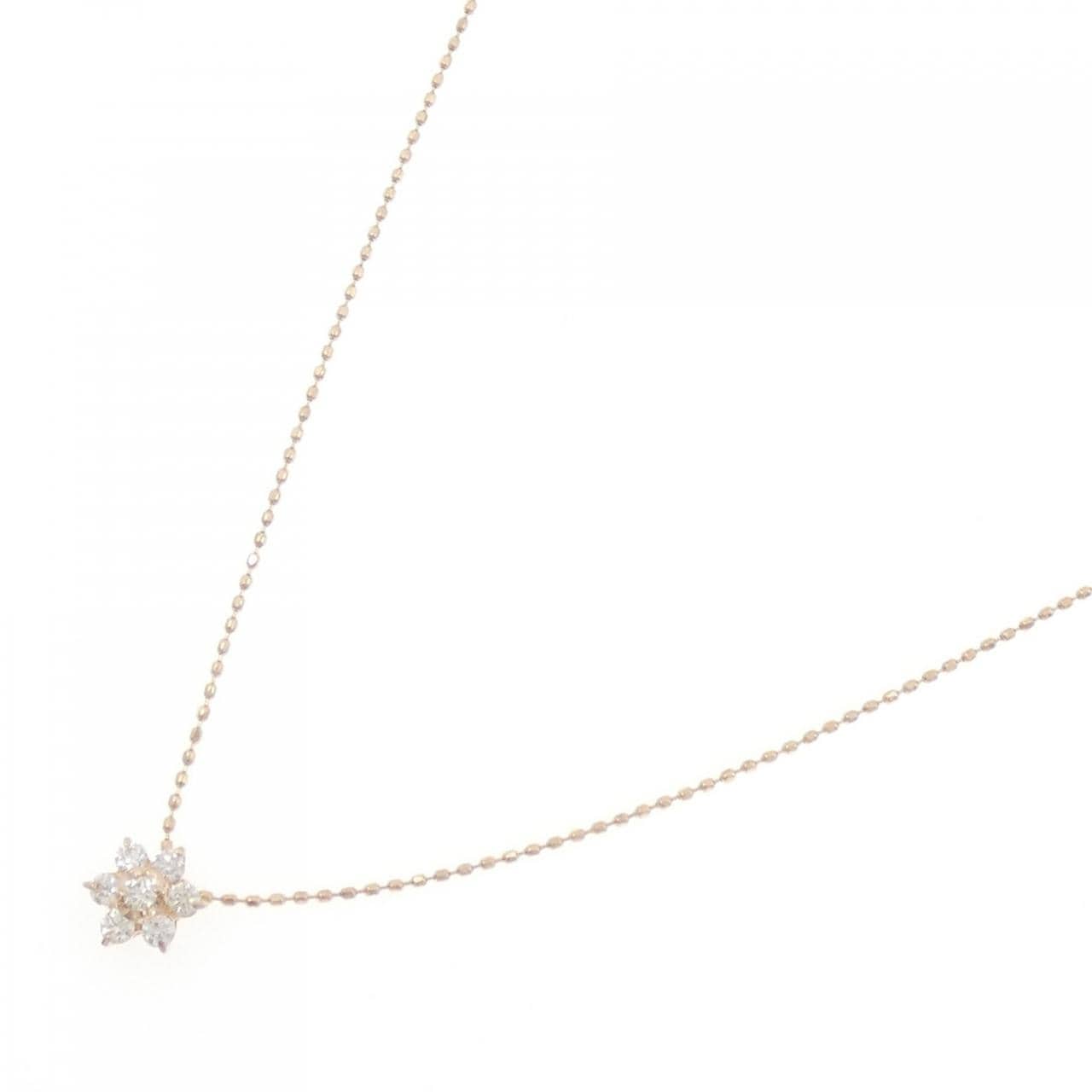 K18PG フラワー ダイヤモンド ネックレス 0.18CT