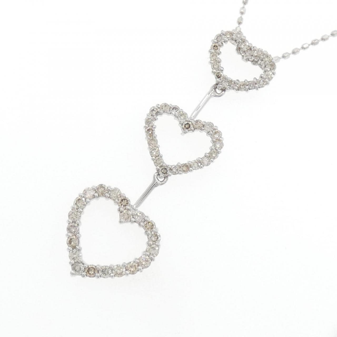 K18WG Heart Diamond Necklace 0.57CT