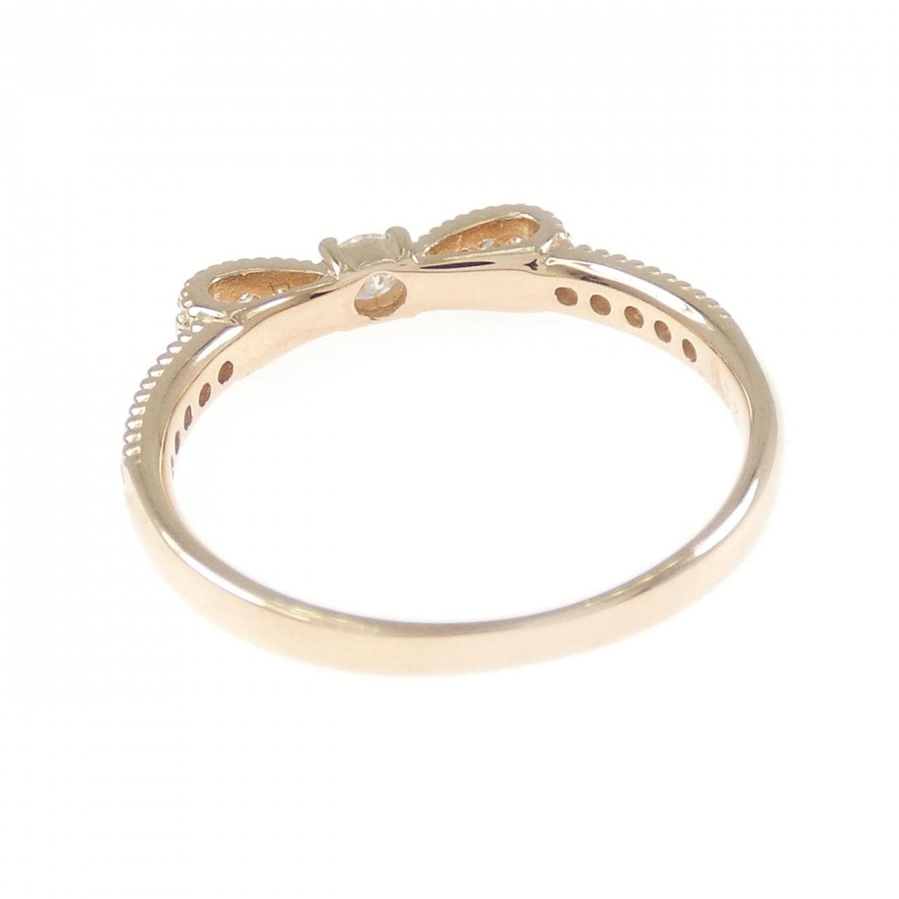 K18PG リボン ダイヤモンド リング 0.22CT