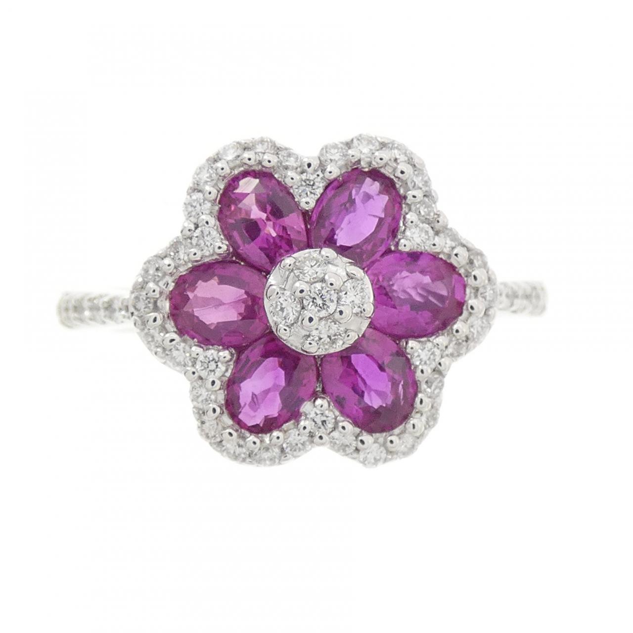 コメ兵｜K18WG フラワー ルビー リング 1.30CT｜ジュエリー｜リング