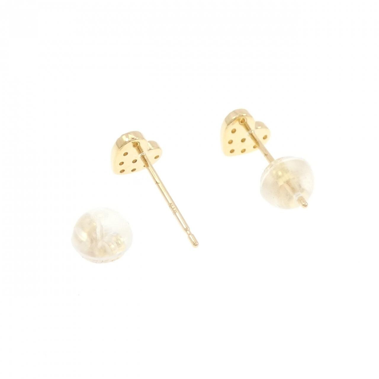 K18YG ハート ダイヤモンド ピアス 0.104CT