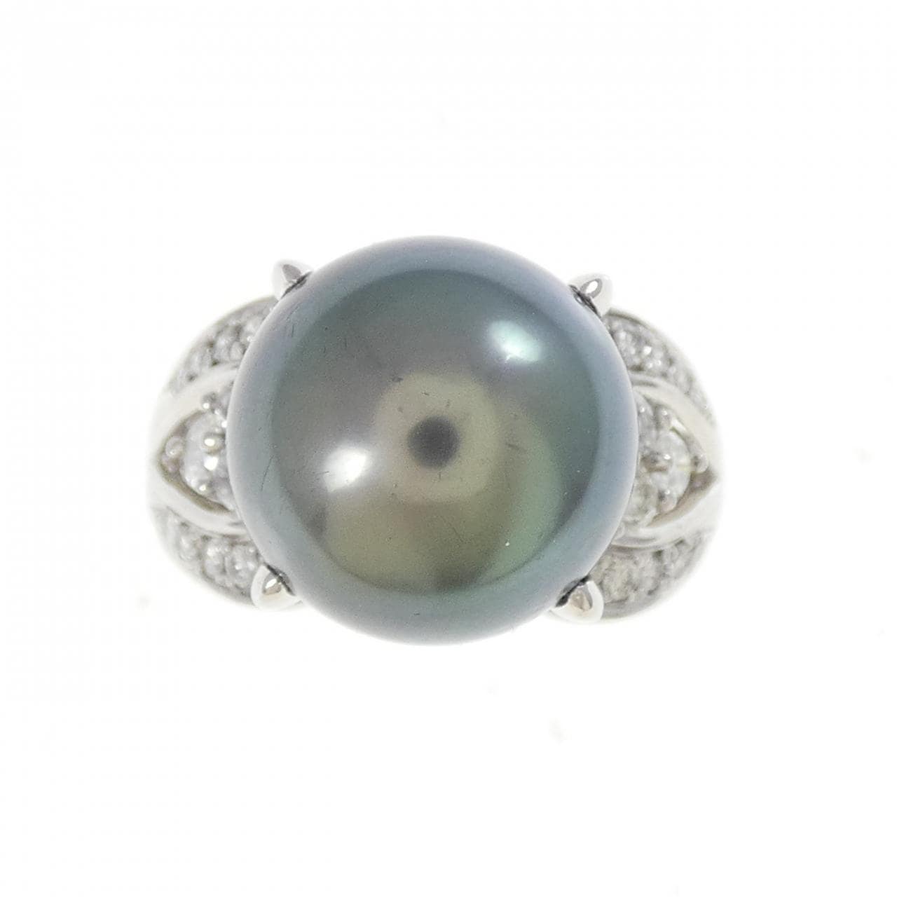 PT900黒蝶珍珠戒指 12.8毫米