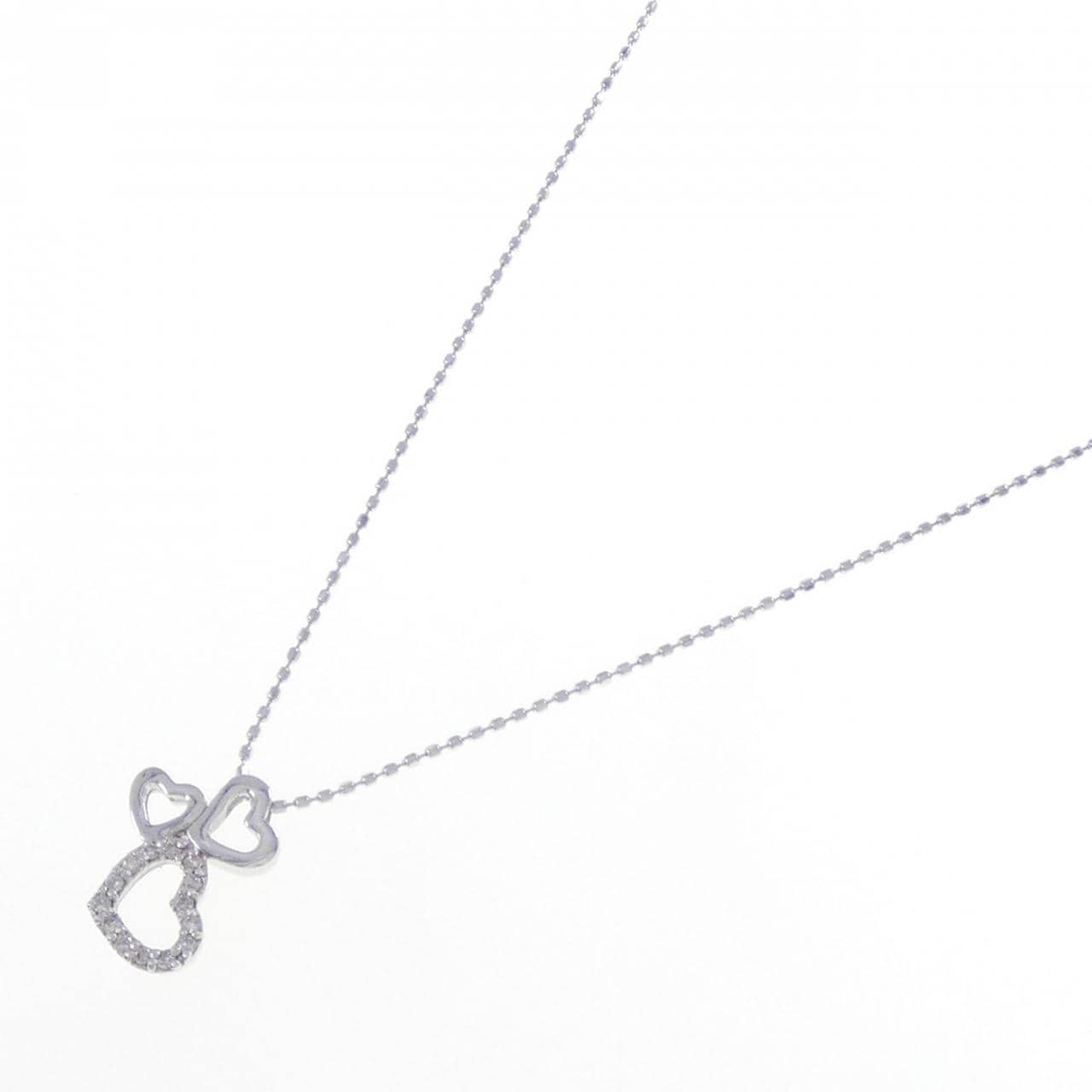 K18WG ハート ダイヤモンド ネックレス 0.08CT