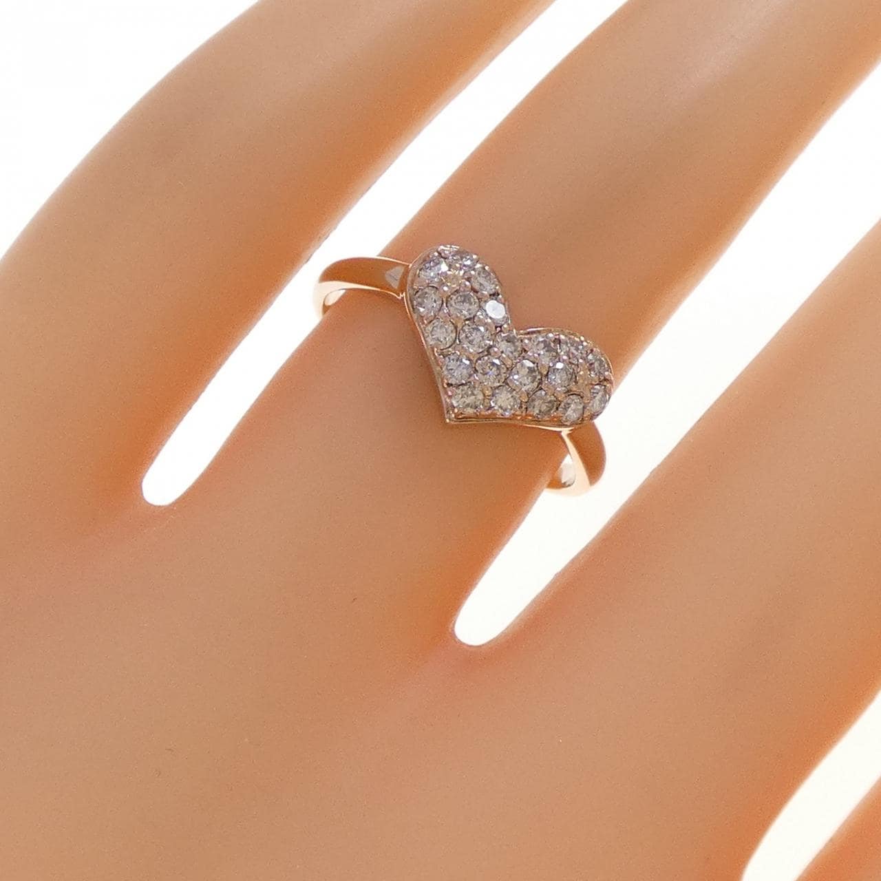K18PG ハート ダイヤモンド リング 0.30CT