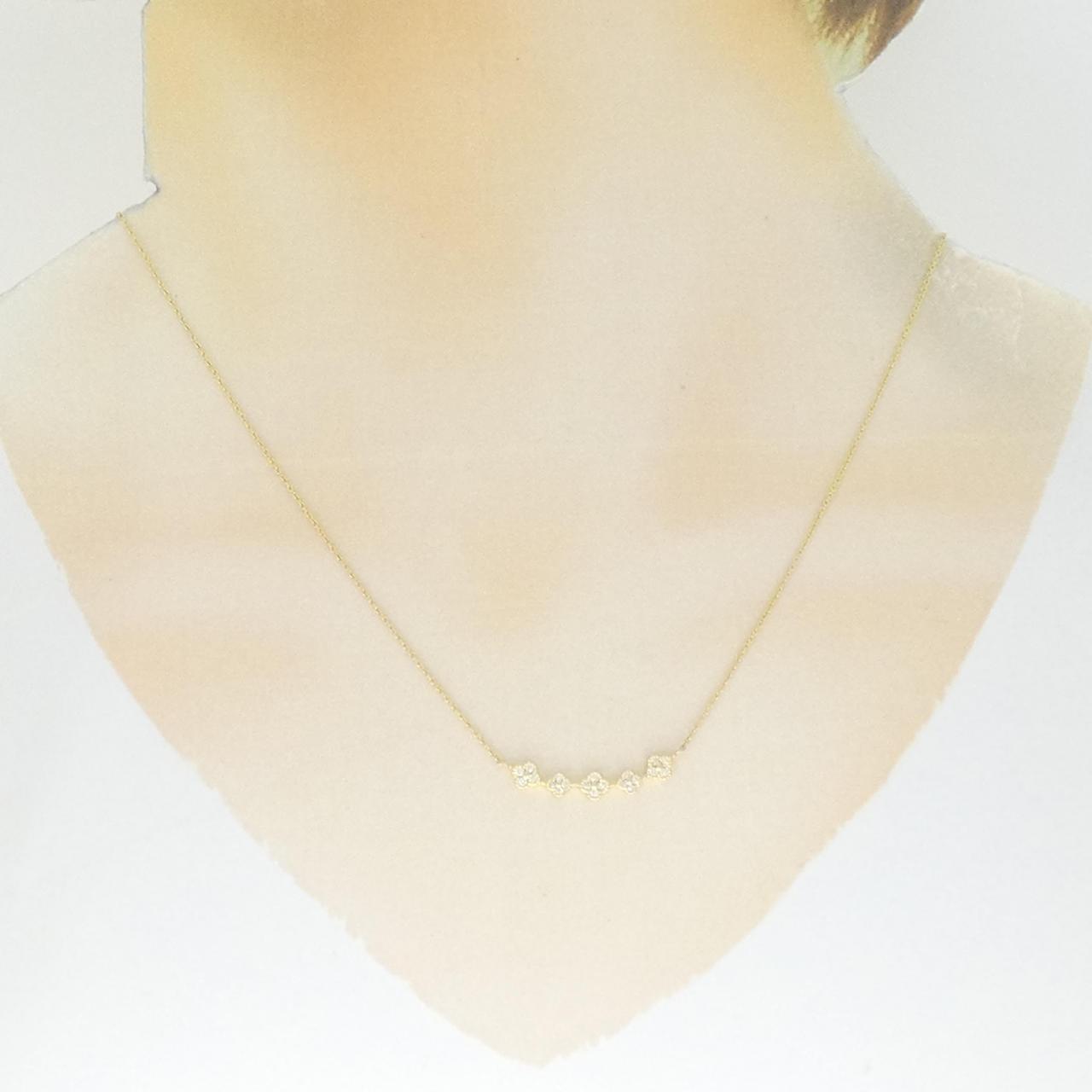K18YG フラワー ダイヤモンド ネックレス 0.12CT