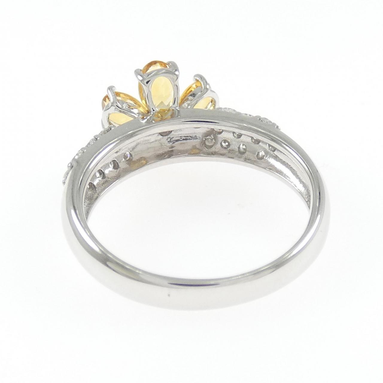 K18WG フラワー シトリン リング