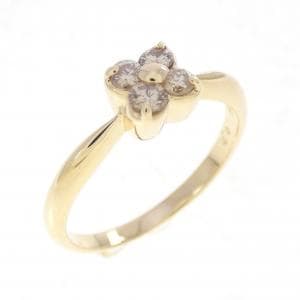 K18YG フラワー ダイヤモンド リング 0.2CT