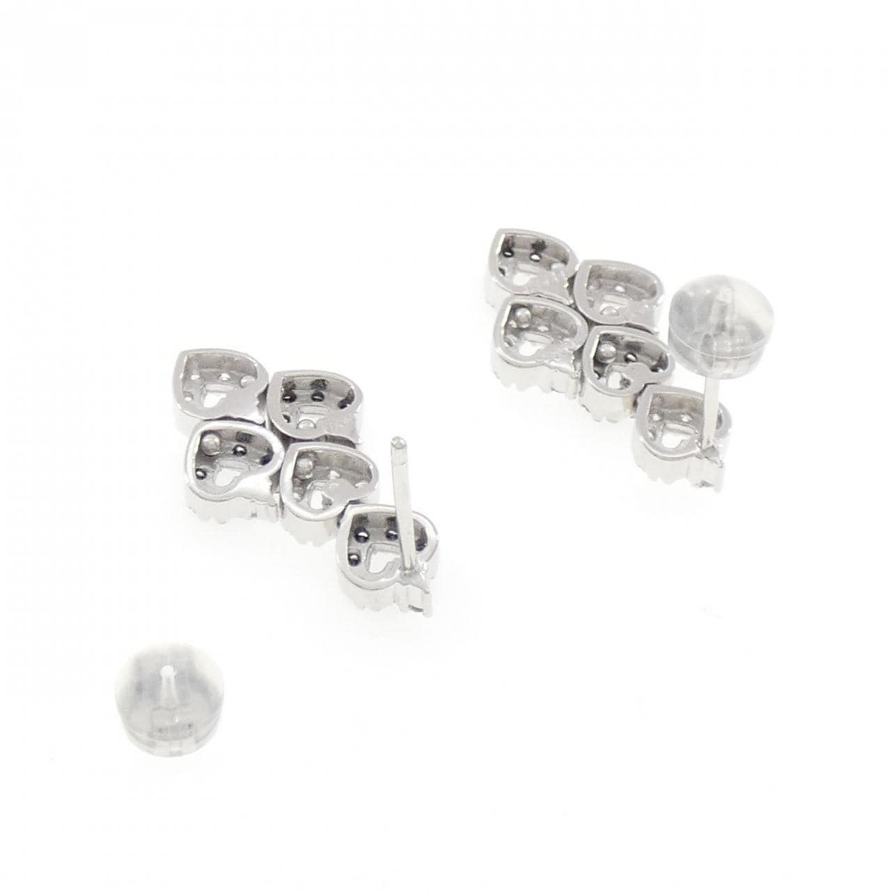 K18WG/K18BG ハート ダイヤモンド ピアス 0.356CT
