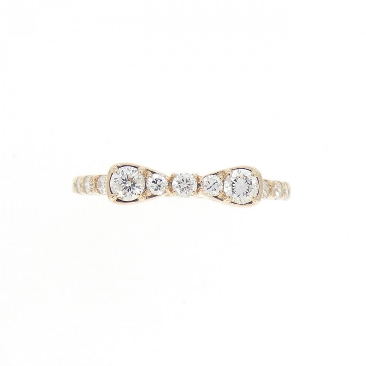 K18PG リボン ダイヤモンド リング 0.30CT