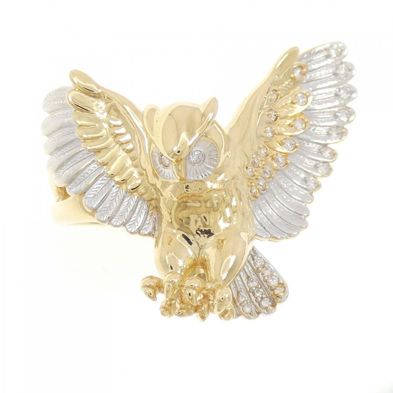 K18YG/K18WG Owl Diamond Ring 0.30CT