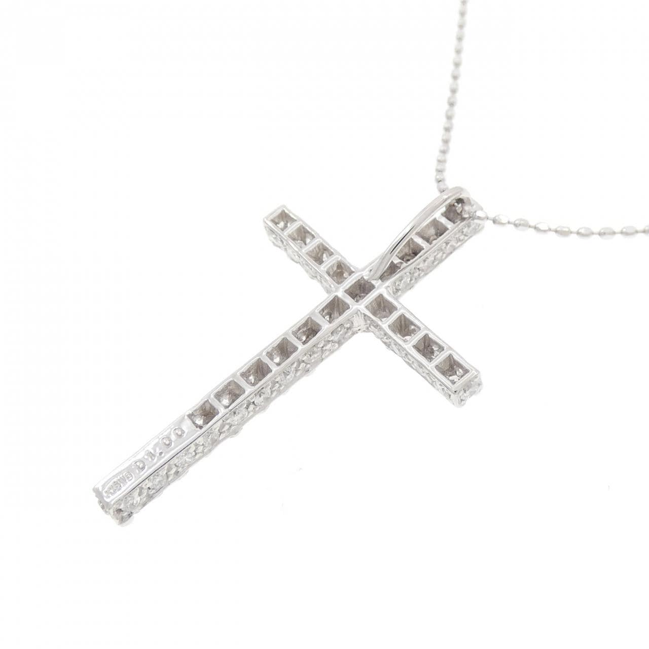 K18WG クロス ダイヤモンド ネックレス 1.00CT