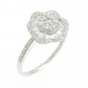 K18WG フラワー ダイヤモンド リング 0.50CT