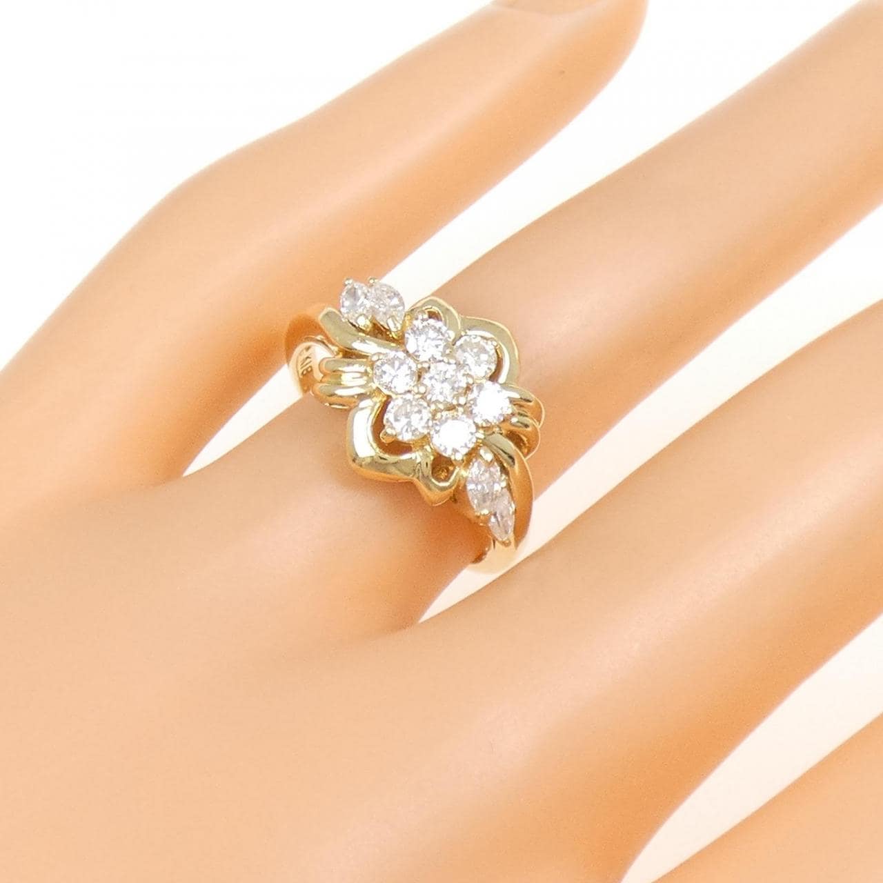K18YG フラワー ダイヤモンド リング 0.50CT