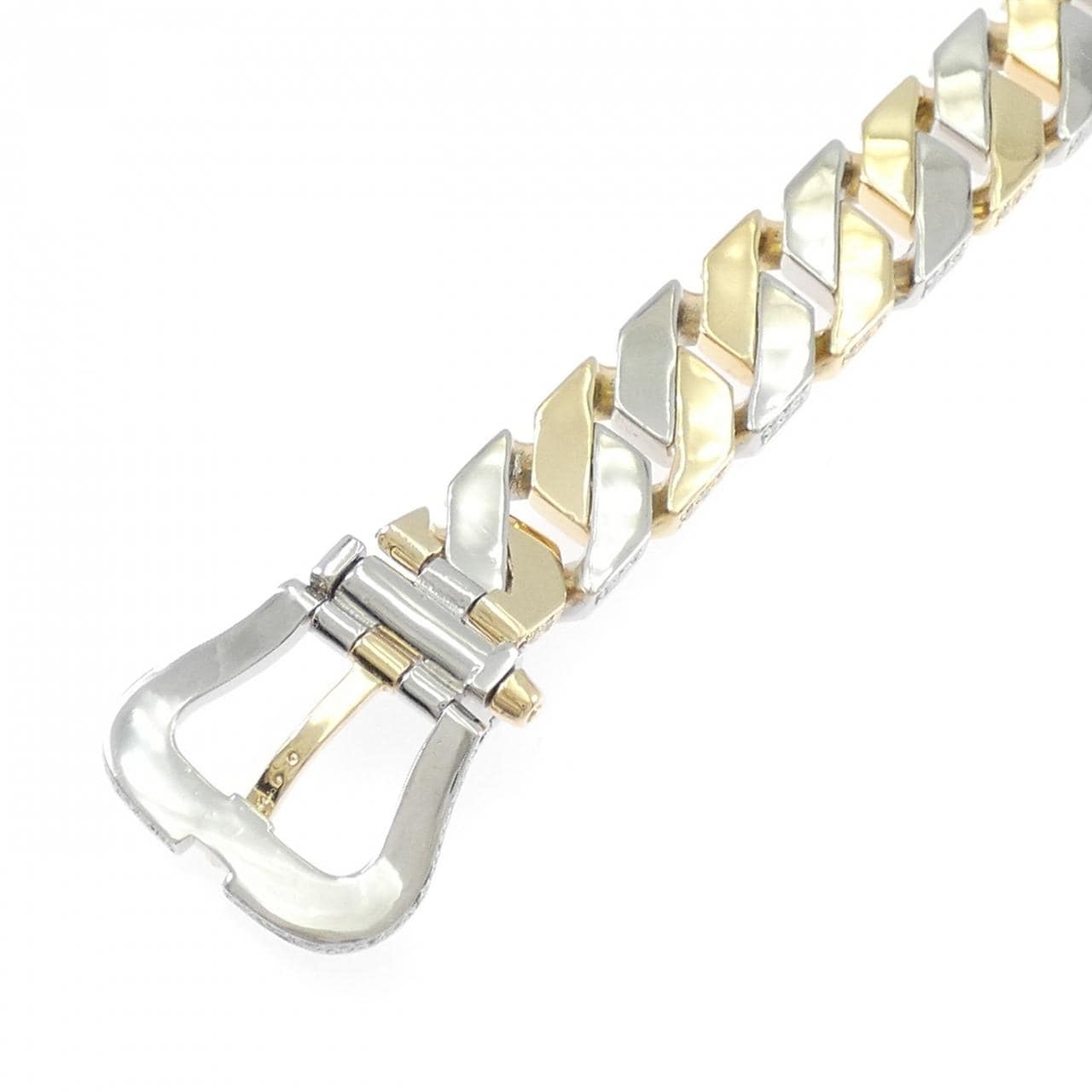 K18YG/PT850 ベルト ダイヤモンド ブレスレット 8.28CT