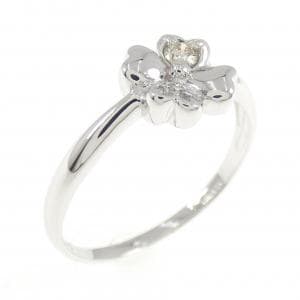 K18WG フラワー ダイヤモンド リング 0.08CT